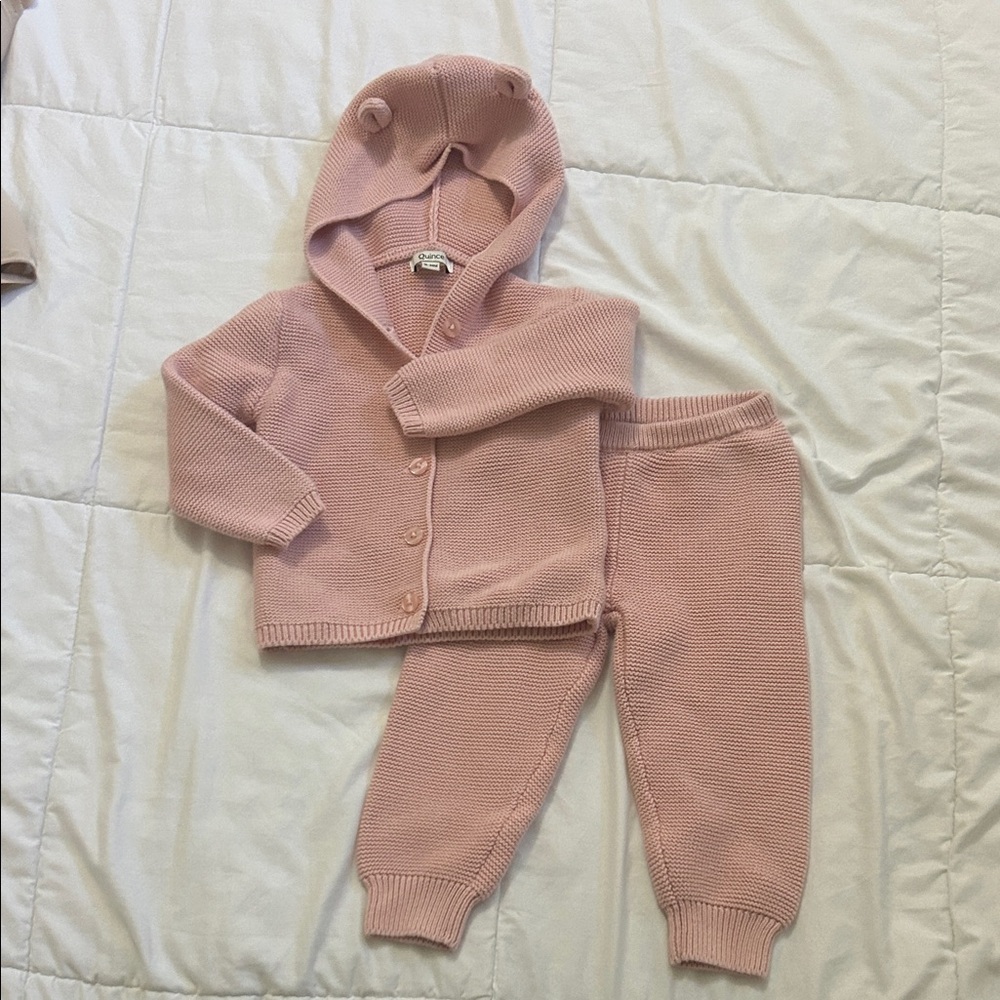 Quince Baby Toddler Kids Pink Knit Jogger Set